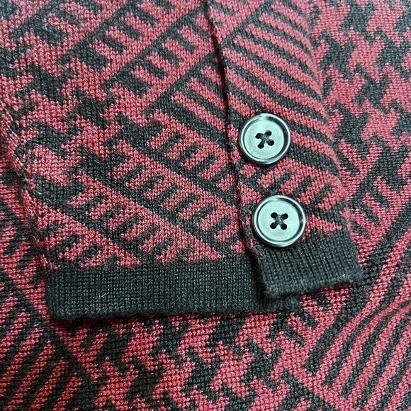 Mr. Turk Men's Size L Button Front Cardigan Sweater Trent Wool Maroon/Black - Picture 11 of 11